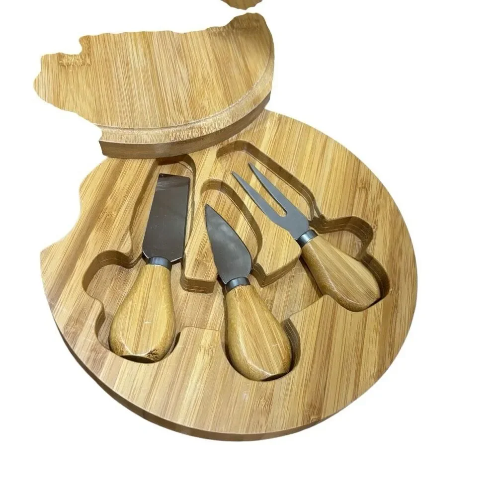 Wyndham Vacation Bamboo Cheese Board Set Swivel Storage
